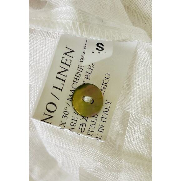 SARTORIA SARACENA | 100% Linen | Made in Italy | White Button-Front Top | Small - Picture 9 of 10